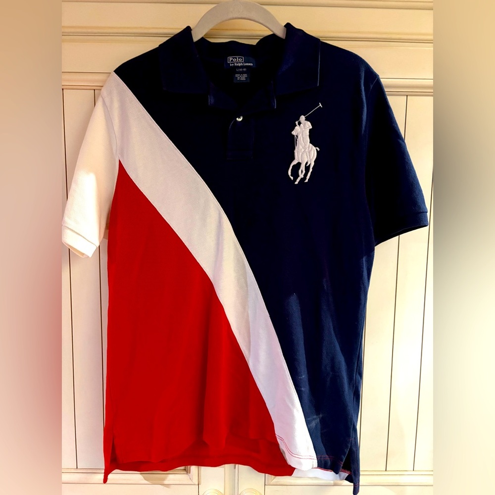 Navy, Red, and White Polo Shirt